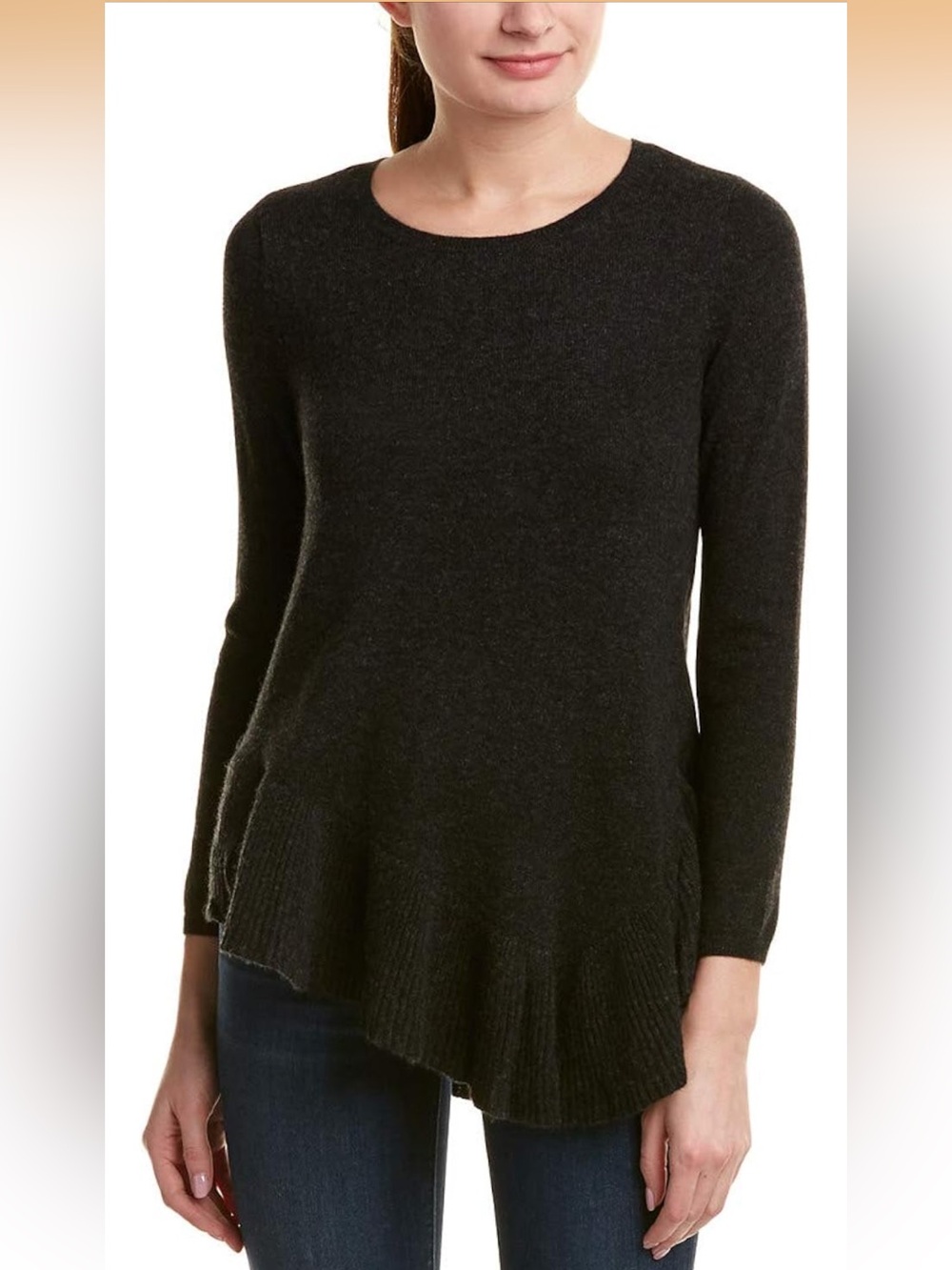 Joie Cashmere Blend tambrel asymmetric Sweater Charcoal Gray S